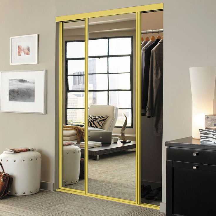 Зеркальные двери-купе для гардеробной (36 фото): распашные модели с зеркалом