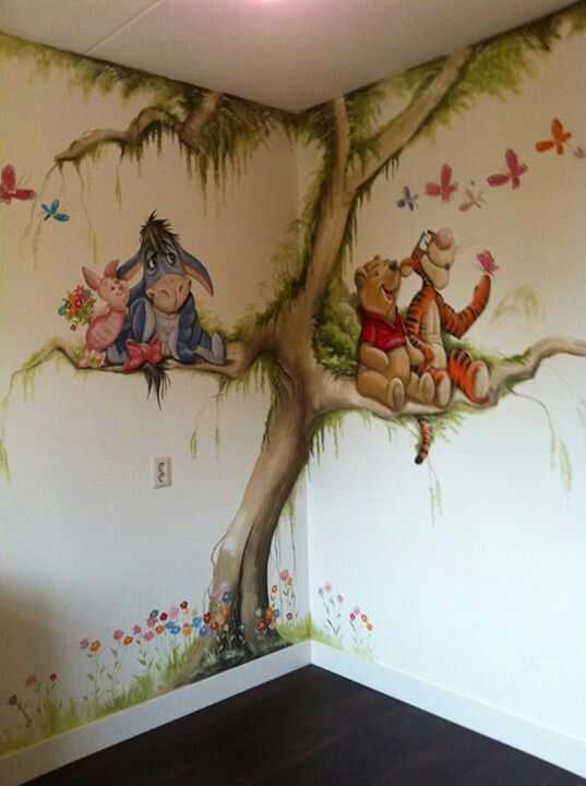 Процесс создания росписи стен детской комнаты