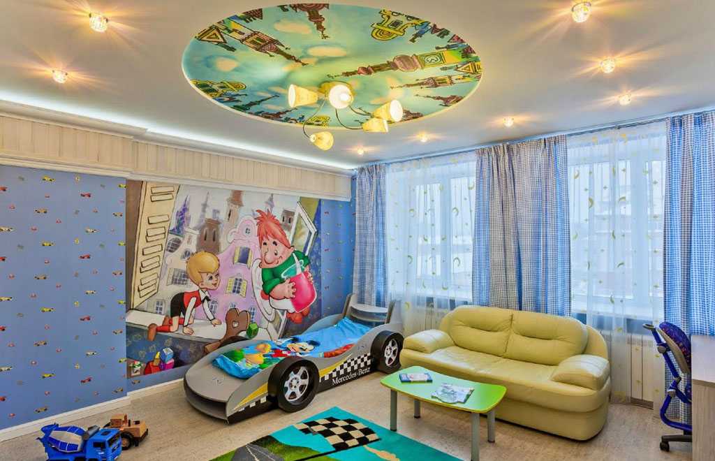 Натяжной потолок в детской комнате: какой дизайн выбрать, преимущества и недостатки
