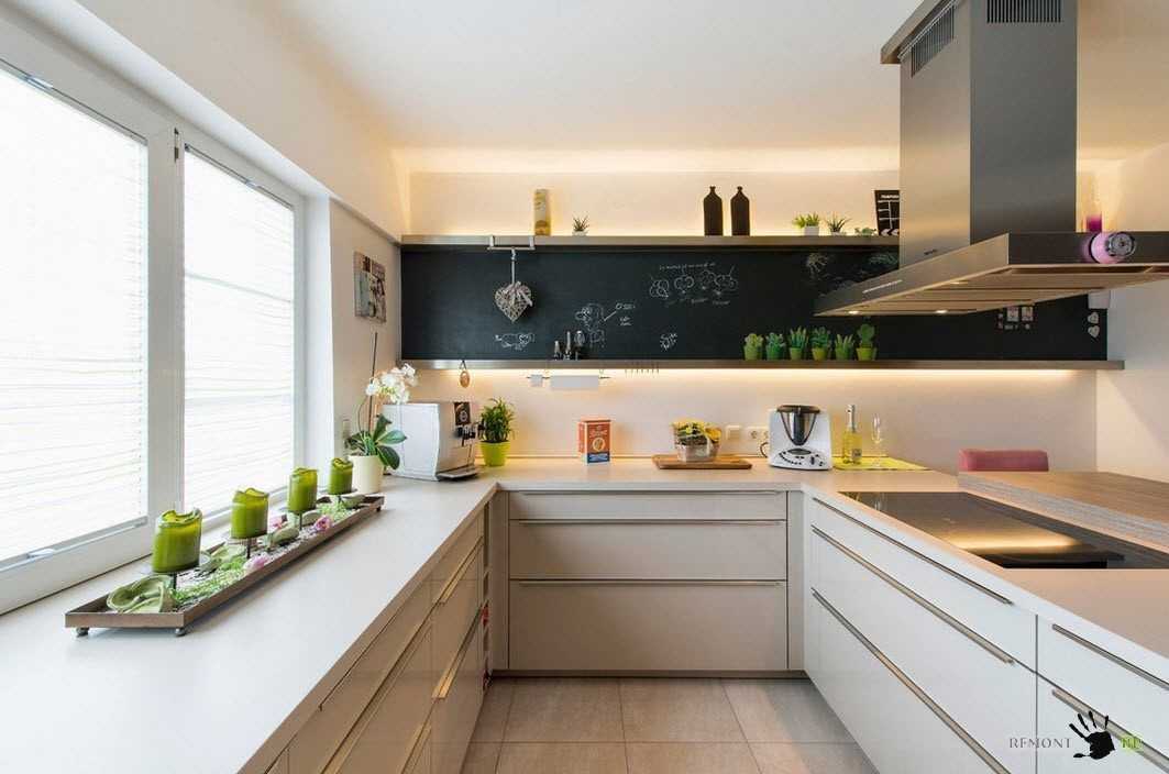Кухня без верхних шкафов: актуальный дизайн, 51 фото