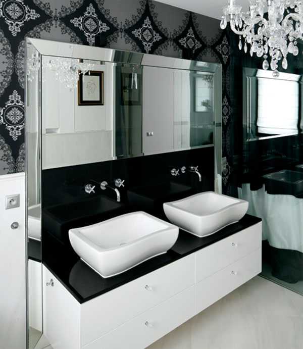 Дизайн черной ванной: 250+ (фото) сочетаний с белым/красным