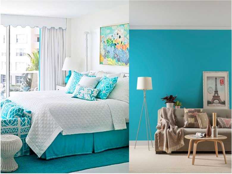 Интерьер синей гостиной, сочетание цвета, выбор мебели