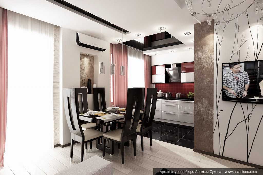 Кухня, совмещенная с гостиной, в «хрущевке» (50 фото): дизайн объединенной с залом комнаты
