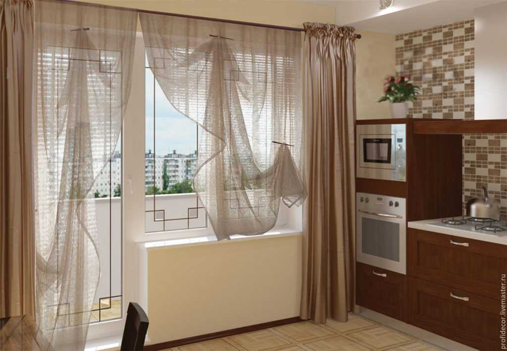 Шторы на кухню с балконной дверью (103 фото): тюль и римские занавески на окно красивые кухонные, варианты оформления