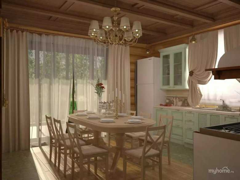 Дизайн интерьера кухни-гостиной в частном доме