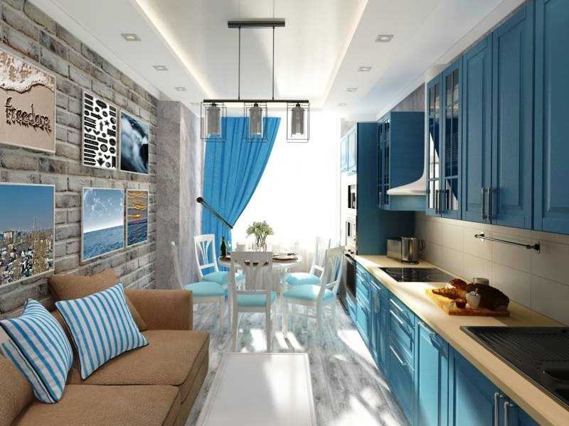 Дизайн и планировка кухни размером 12 кв. м с диваном