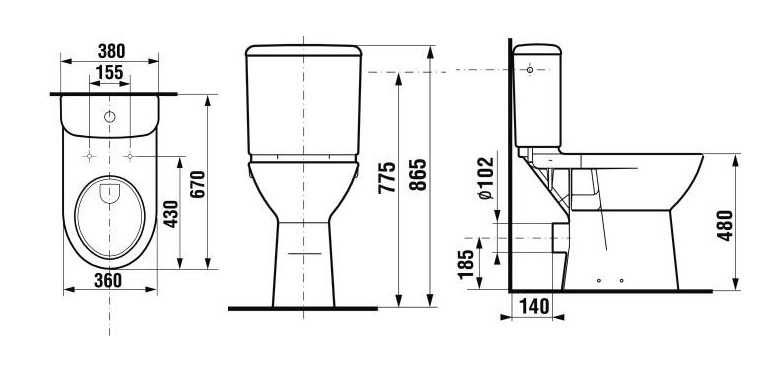 Размеры инсталляций для унитаза: стандартная высота от пола, ширина, нормы глубины и толщины, габариты короба для подвесного унитаза