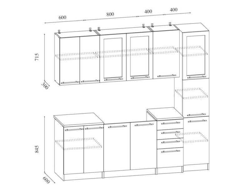 Размеры угловых кухонных шкафов