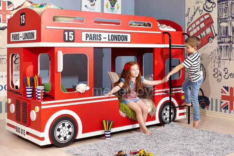 Двухъярусная кровать-автобус – прекрасное приобретение для ребенка дошкольного и младшего школьного возраста Чем же так интересна двухэтажная кровать London Bus Какие расцветки и изображения есть в наличии