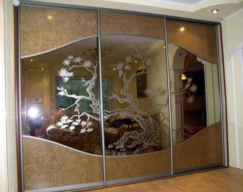 Шкаф-купе с рисунком (63 фото): 3d и пескоструйные картинки на зеркале, стекле