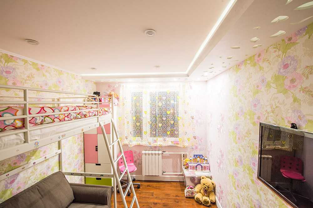 Варианты оформления потолка из гипсокартона в детской комнате