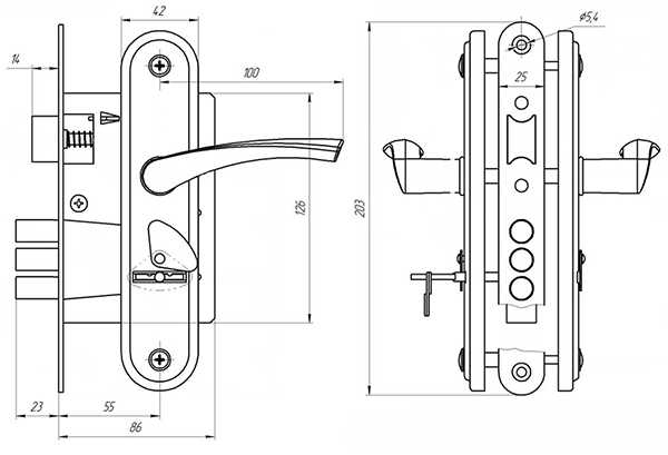 Устройство замка дверной ручки межкомнатной двери с защелкой с фиксатором