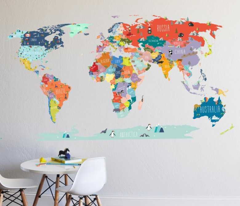 Карта мира в интерьере: особенности, фото