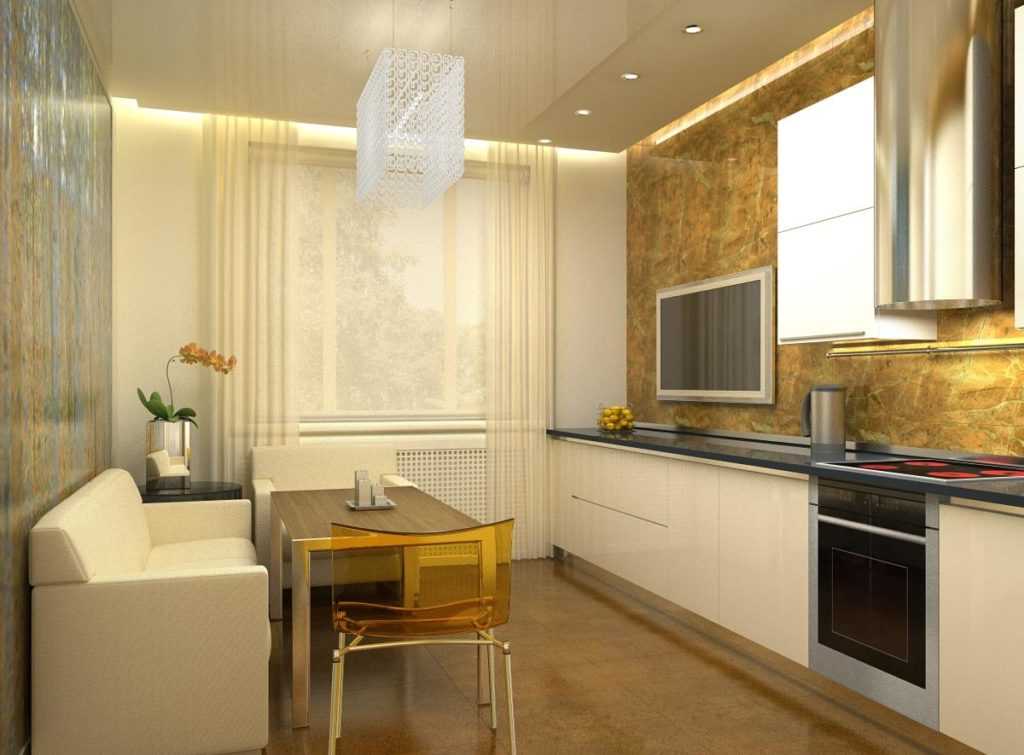 Дизайн кухни-гостиной 21-22 кв. м