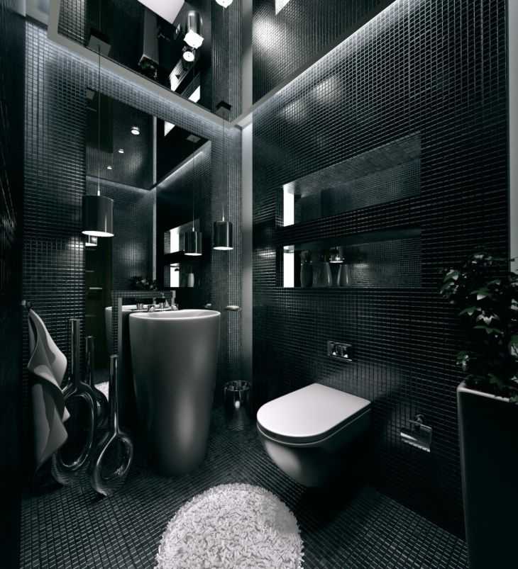 Интерьер черной ванной комнаты — 250+ (фото) модных тенденций