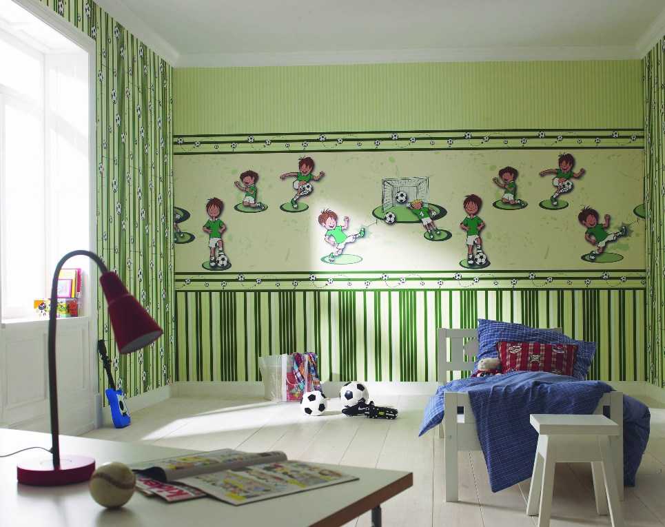 Актуальные обои для детской комнаты: комбинированный дизайн