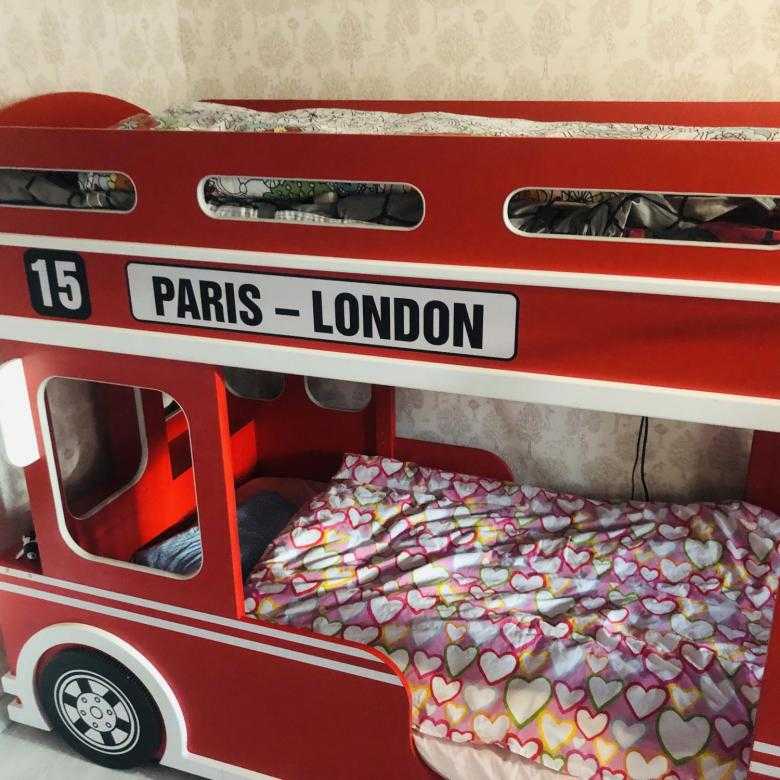 Двухъярусная кровать-автобус омнибус "лондон" синий купить по низкой цене в москве