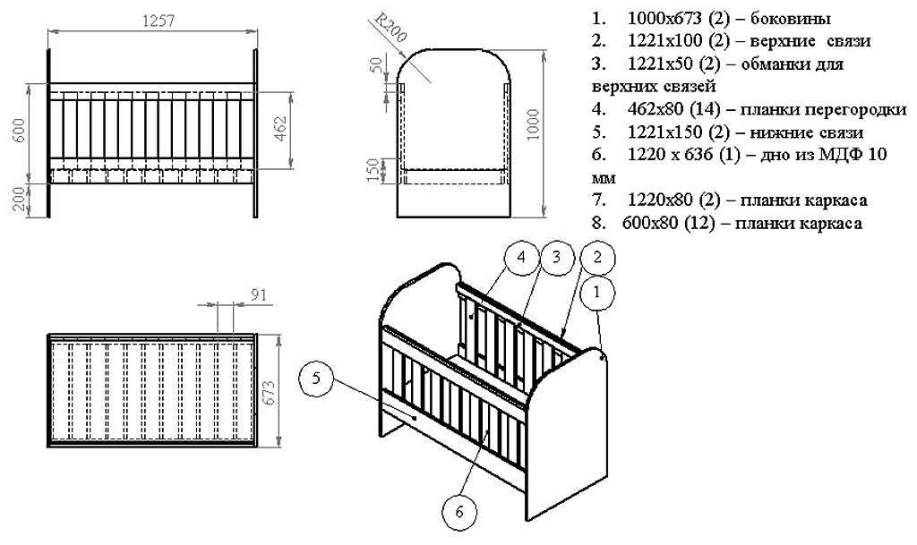 Стандартные размеры детской кроватки — 120х60, 140х70 см и другие