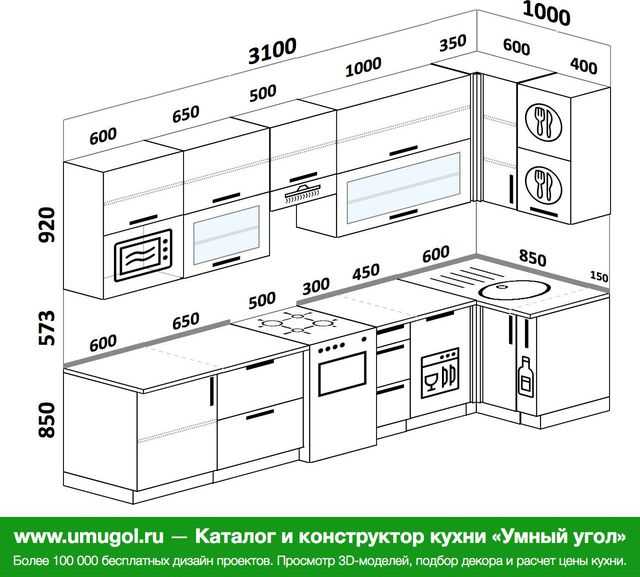 Дизайн угловых кухонь разной площади с холодильником
