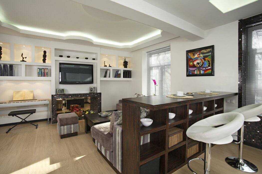 Кухни-студии с барной стойкой (58 фото): кухонный гарнитур для студии с барной стойкой, дизайн студии в квартире