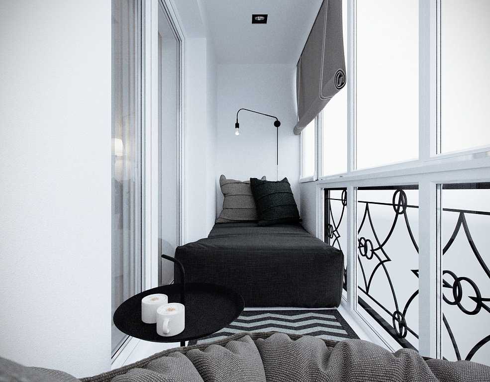 Современный дизайн спальни с балконом