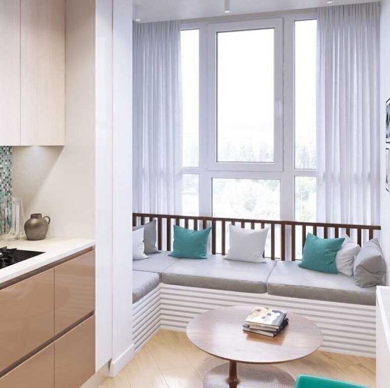 Дизайн кухни с балконом: способы объединения, фото идей кухни с выходом на балкон