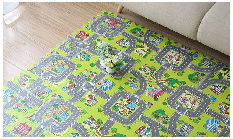 Детский коврик (38 фото): выбираем напольный ковер с дорогами для машинок в комнату и складные вязаные модели на пол