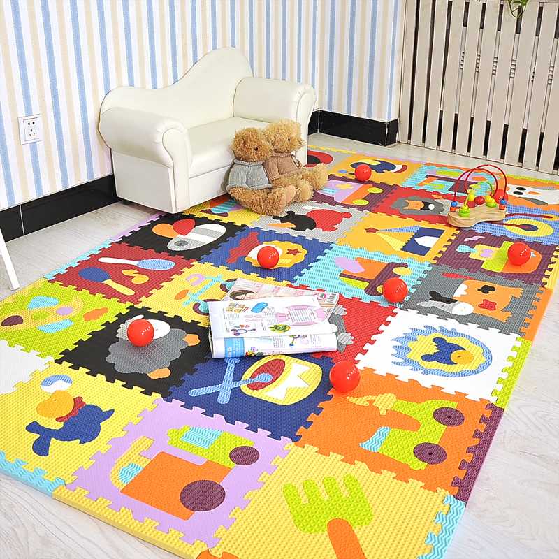 Мягкий пол для детских комнат: большой коврик-пазл для ползания, напольный развивающий ковер