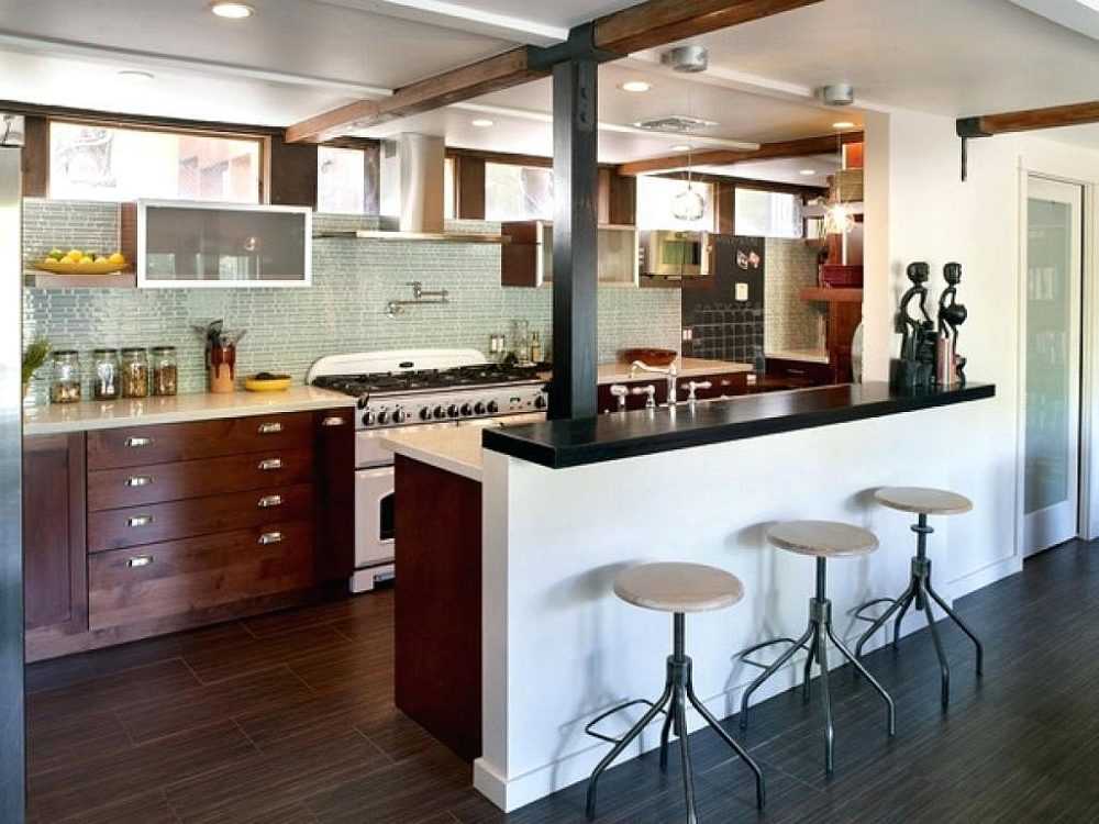 Угловая кухня с барной стойкой: выбор мебели, планировка и дизайн