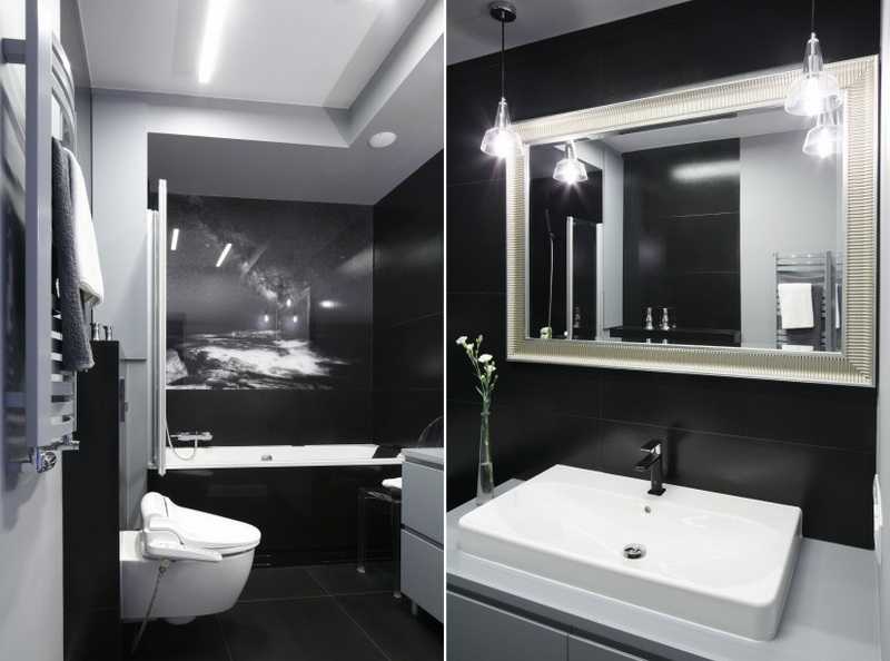 Черно-белая плитка в ванной – более 80 примеров красивых дизайнов
