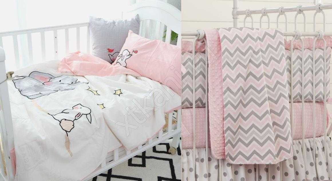 Постельное белье в кроватку для новорожденных (95 фото): детские комплекты с одеялом, подушкой и клеенкой, размеры