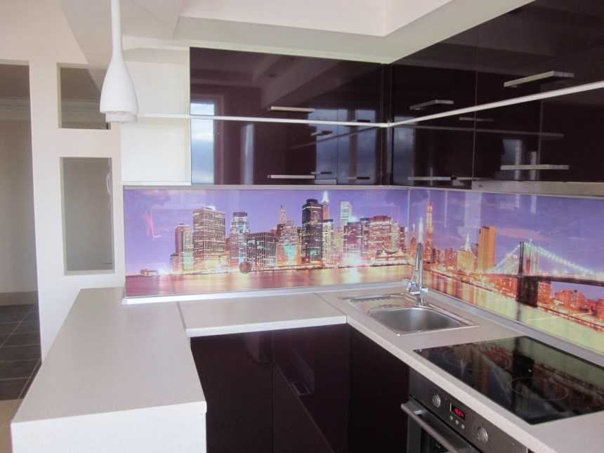 Фартуки для кухни из стекла с фотопечатью (52 фото): кухонный стеклянный фартук из закаленного стекла