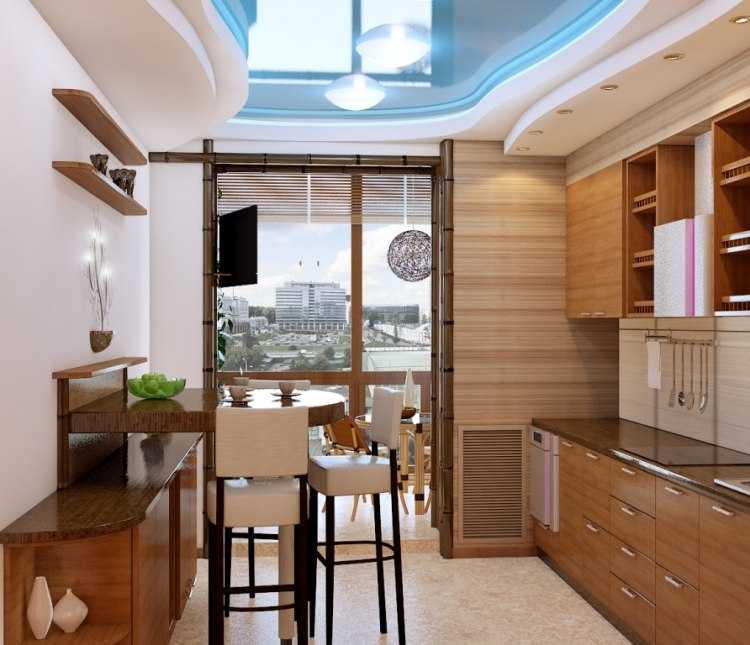 Дизайн балкона, совмещенного с кухней