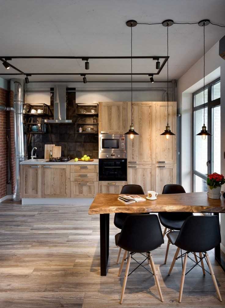 Кухня-гостиная в стиле лофт (58 фото): дизайн интерьера в маленькой студии, оформление зоны столовой