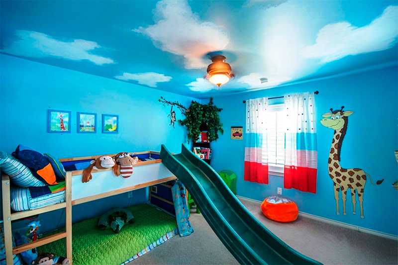 Потолок в детской комнате: виды дизайна, какой потолок сделать для мальчика, для подростка, оформление натяжного и подвесного потолка, освещение
