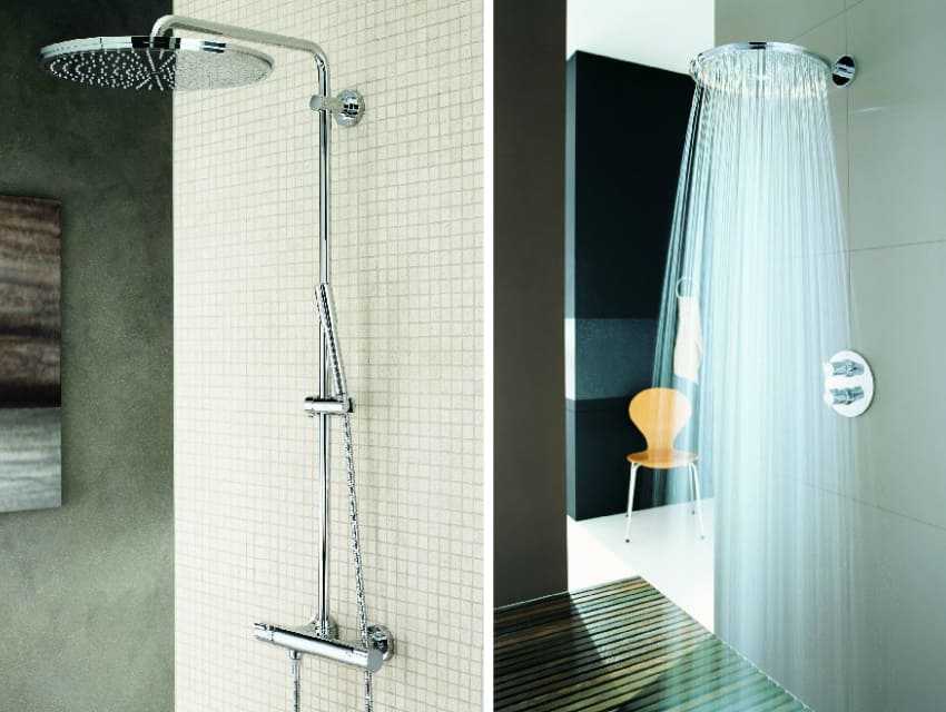 Тропический душ для ванной (64 фото): душевые стойки и системы со смесителем и верхней лейкой, встроенные панели с гидромассажем и термостатом
