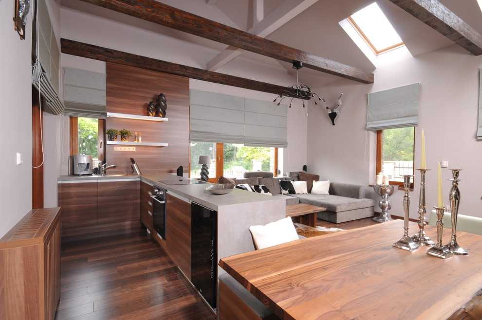 Идеи совмещенного дизайна кухни, столовой и гостиной в частном доме: фото интерьерных решений