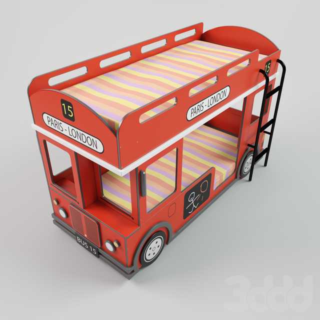 Купить двухъярусная кровать-автобус омнибус "лондон" красный в москве | интернет-магазин островок