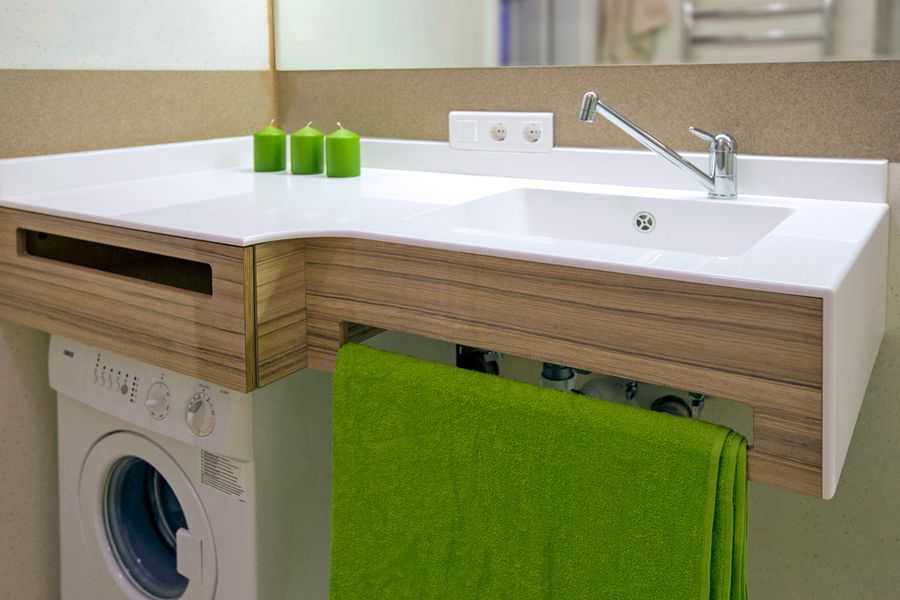 Столешница под раковину и стиральную машину: виды и выбор в ванную