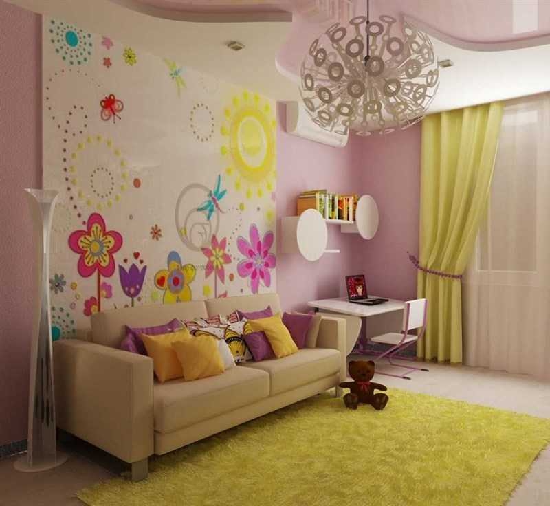 Оформление детской комнаты комбинированными вариантами обоев