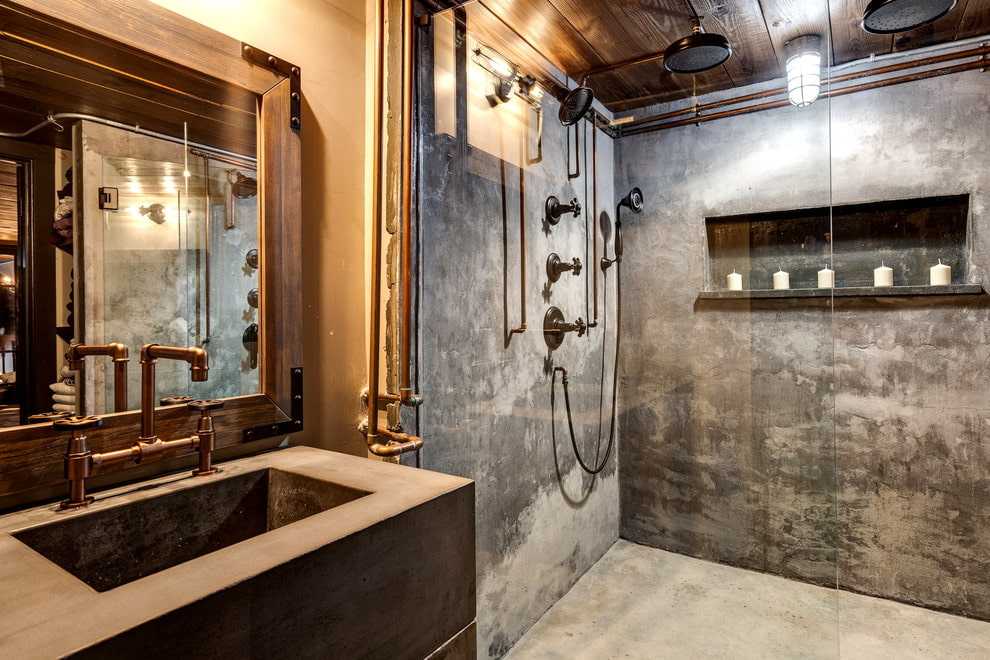 Ванна комната в стиле лофт: промышленный дизайн своими руками (+ фото)