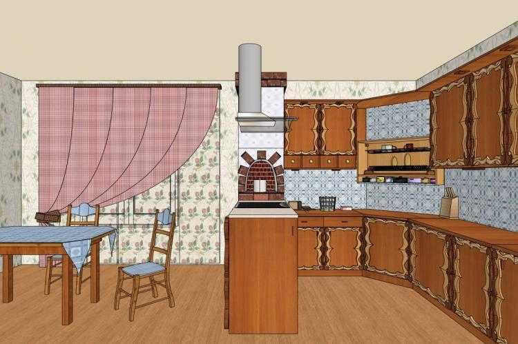 Кухни в русском стиле: фото мебели, современный и старинный дизайн интерьера кухни в старорусском стиле, народный деревенский стиль
