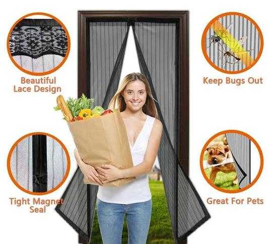 Москитная сетка на магнитах - антимоскитная магнитная шторка на балконную дверь от комаров, дверные противомоскитные занавески от мух