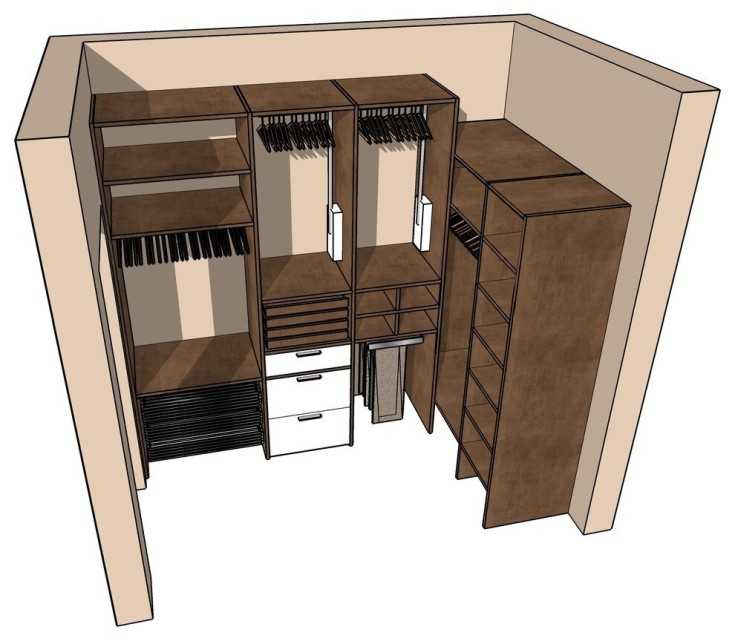 Угловая гардеробная (49 фото): гардероб в прихожей, угловые системы-штанги для маленькой комнаты