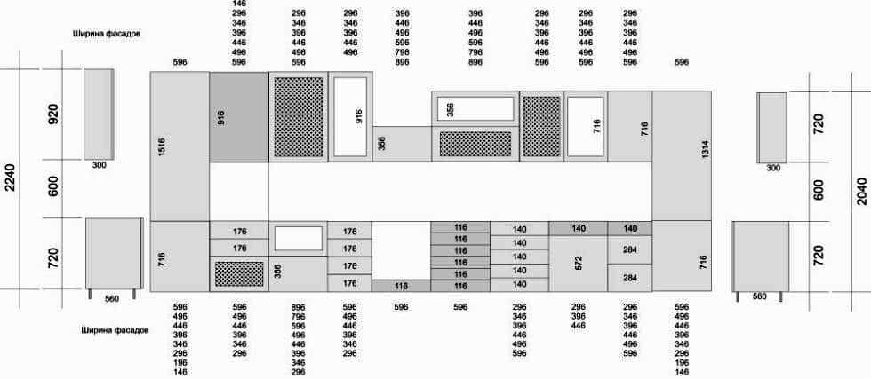 Размеры угловых кухонных шкафов: стандартные габариты навесных шкафов. особенности верхних и нижних моделей. размеры разных видов