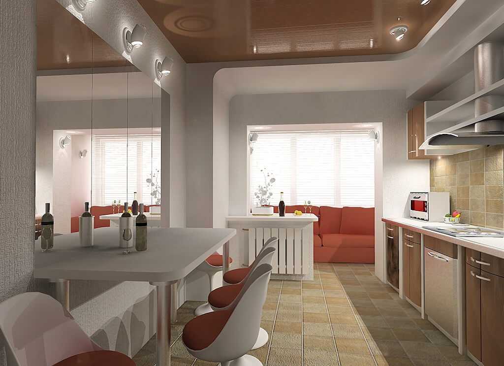 Дизайн кухни, совмещенной с балконом - 75 фото, идей и правил