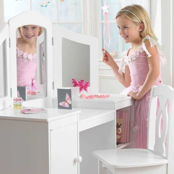 Детское трюмо с зеркалом для девочек: выбор стиля трюмо для подростков, модели со стульчиком для детей младшего возраста