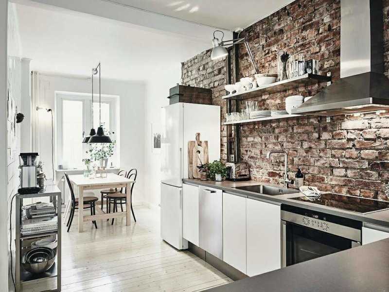 Обои под кирпич на кухне (40 фото): дизайн обоев кирпичиками, светлые и другие обои в виде кирпичной стены в интерьере кухни
