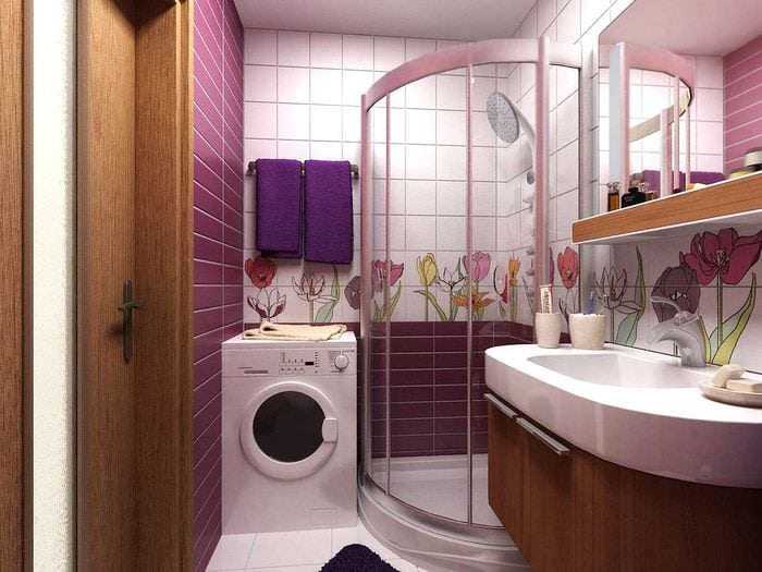 Дизайн ванной комнаты со стиральной машиной: совмещенной с туалетом и без, фото дизайна под раковиной в хрущевке