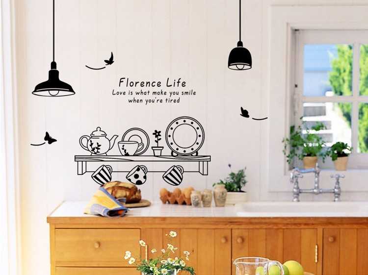 Наклейки на кухню (20 фото): виниловые и декоративные, большие и маленькие интерьерные наклейки для декора кухни